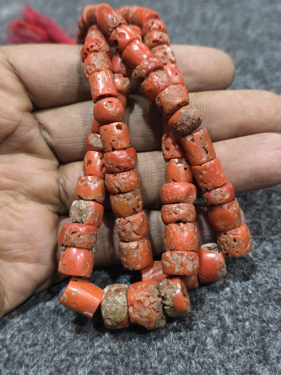 natural red coral barrel beads