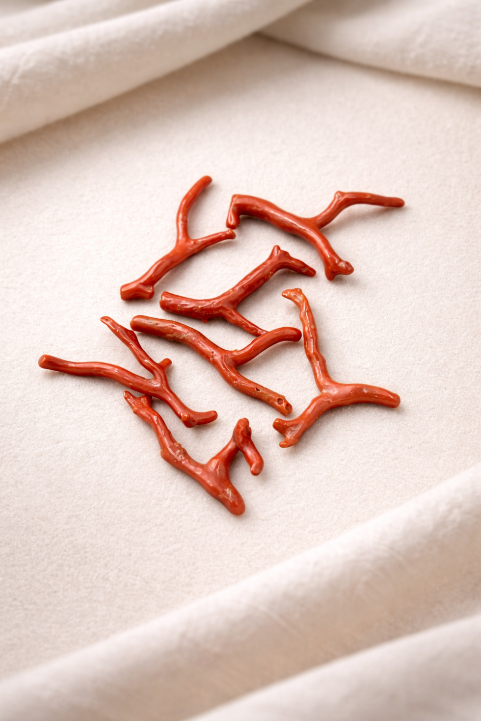 Natural Italian red coral polished branches lot ,Authentic Italian red coral branches high polish ,Premium natural red coral branches gemstone