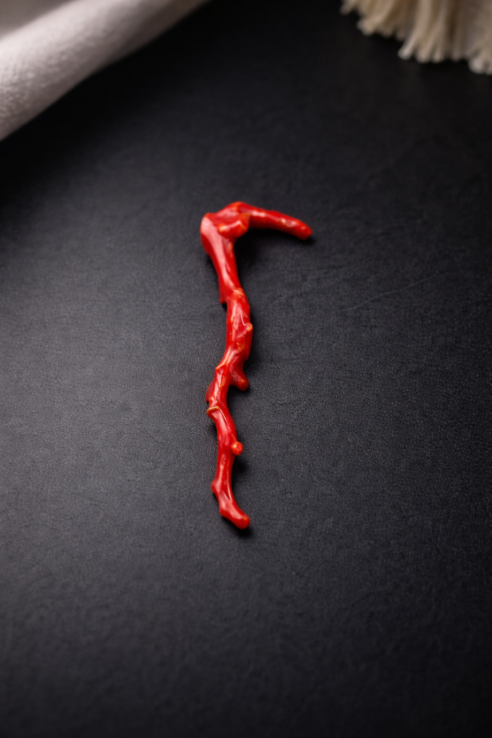 Vintage natural Italian red coral polished branch untreated organic shape