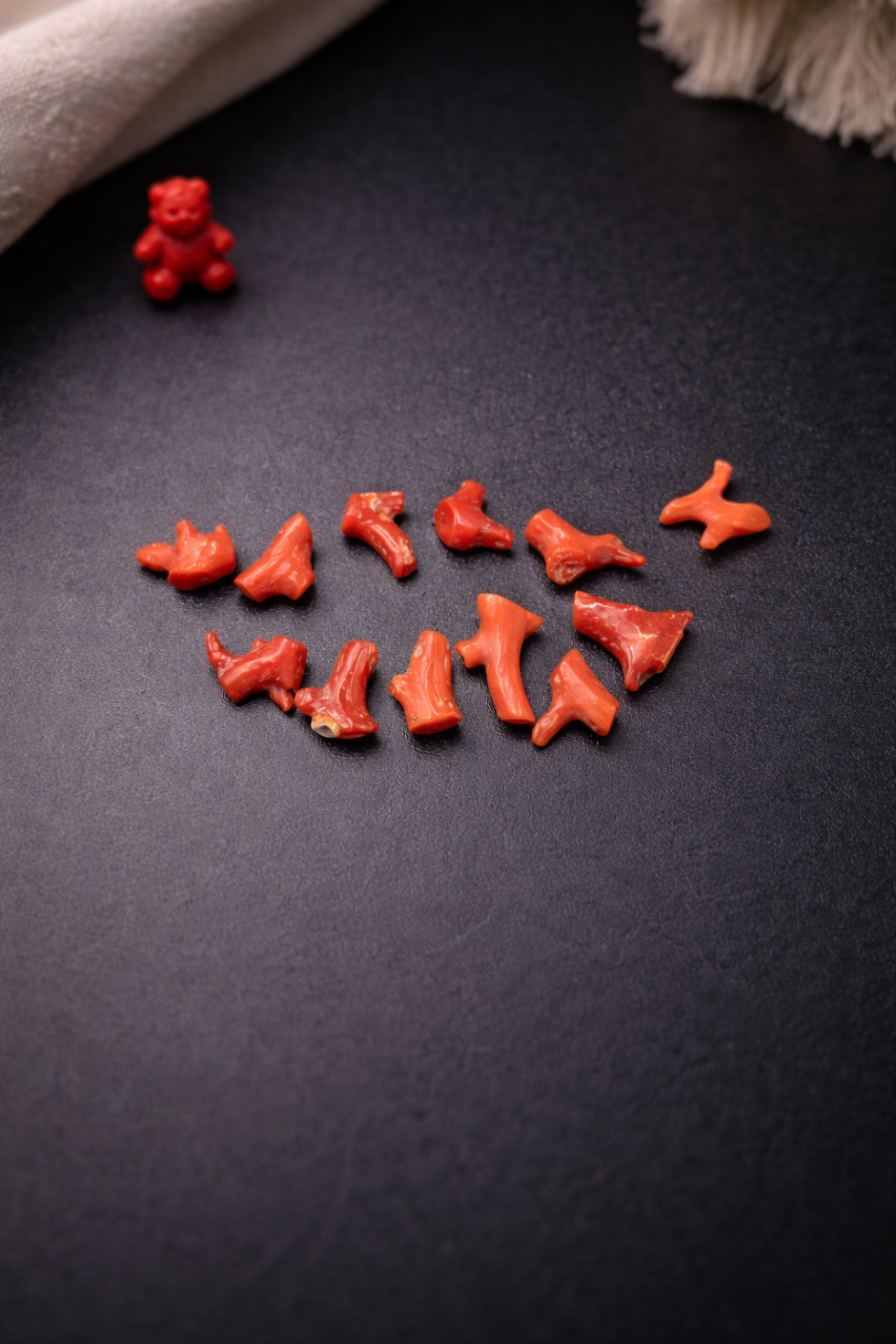 Natural Italian Red Coral Polished Tiny Branches Lot with Vintage Natural Shapes