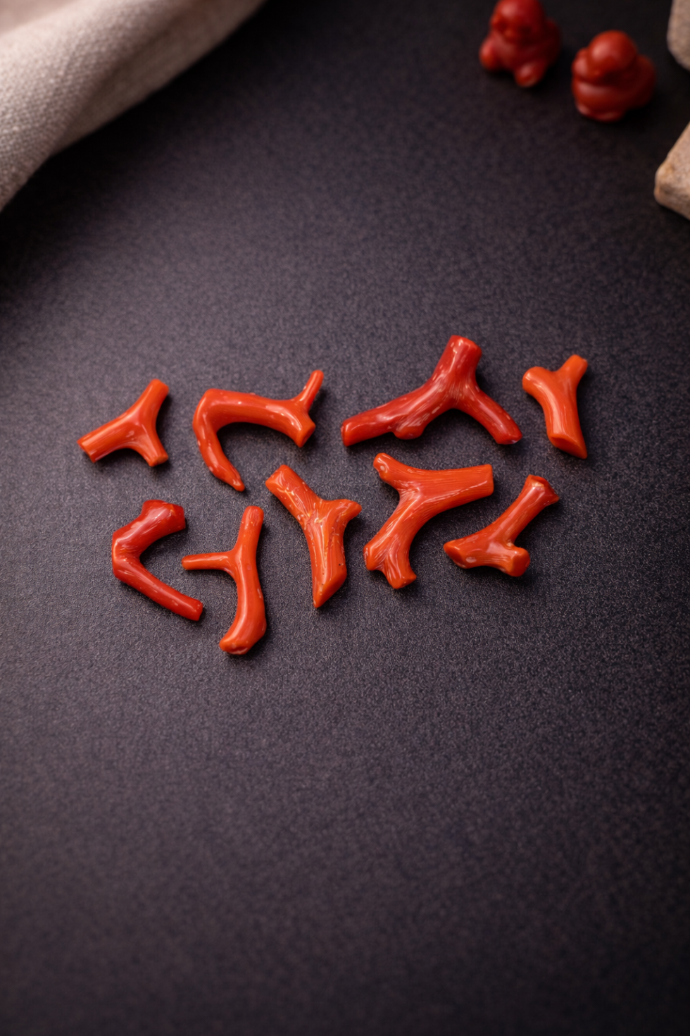 Natural Italian Red Coral Polished Tiny Branches Lot with Vintage Natural Shapes