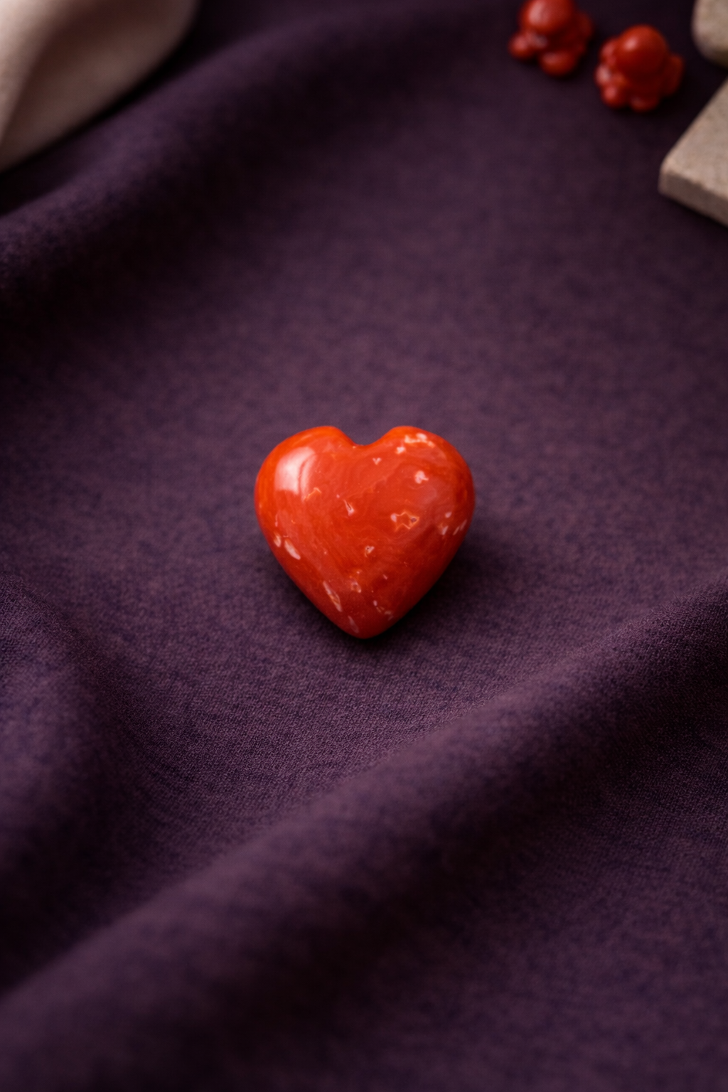 Genuine Italian Red Coral Heart Shape High Polish Loose Gemstone Cabochon | M664