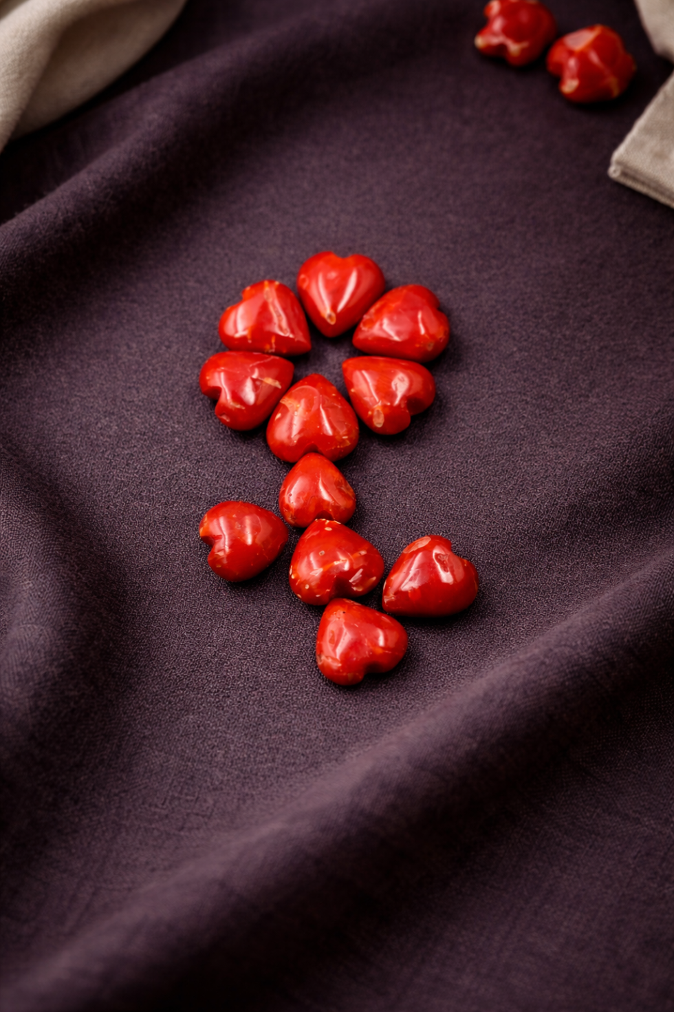 Natural Italian red coral polished heart shape stone lot