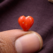 Natural Italian red coral high polished hand crafted heart shape stone