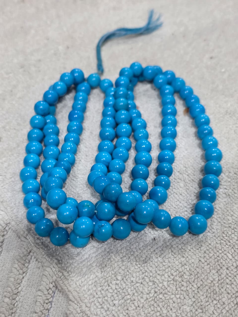 Turquoise blue round gemstone beads two strands for jewelry making
