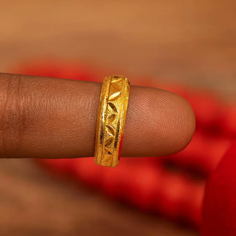 22K Solid Gold Wedding Band: Handmade Comfort Fit Ring, Size 7.5