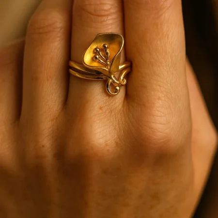 22K Gold Floral Ring | Handmade Indian Jewelry, 3.27g