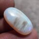 Natural white opal long oval cabochon with green fire loose gemstone for jewelry making