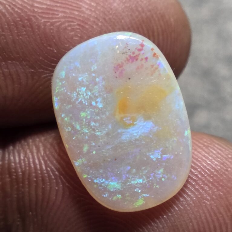 Natural white opal oval cabochon with blue green multicolor fire loose solid gemstone for jewelry making
