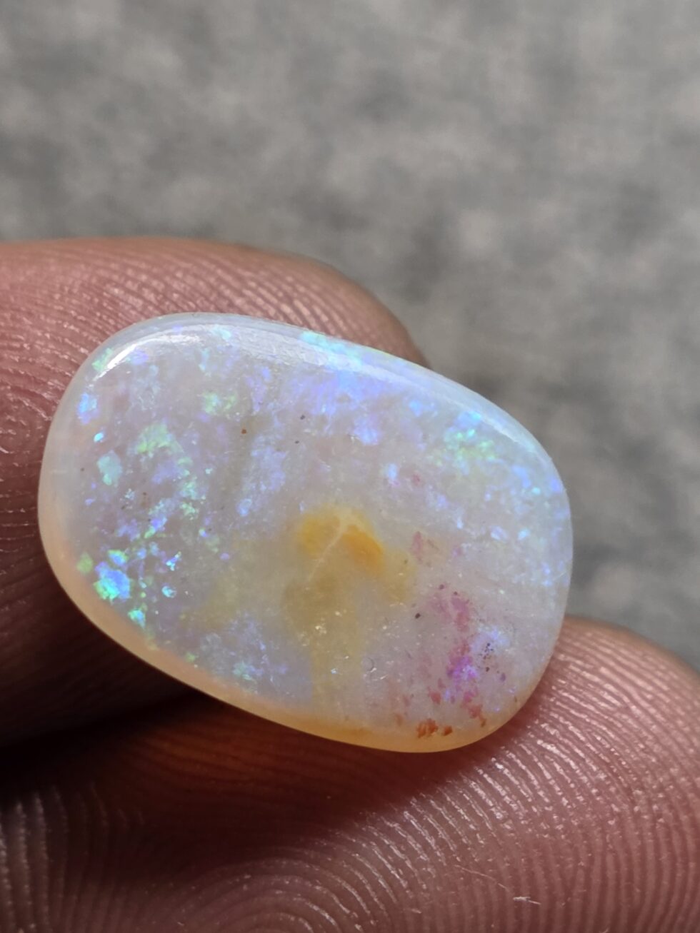 Natural white opal oval cabochon with blue green multicolor fire loose solid gemstone for jewelry making