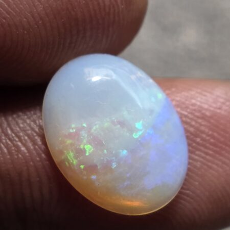 Natural white crystal opal oval cabochon with green blue red multicolor fire loose solid gemstone for jewelry making