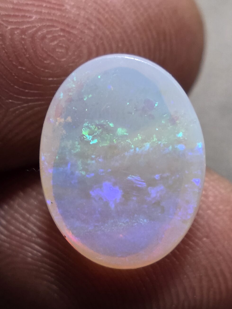 Natural white crystal opal oval cabochon with green blue red multicolor fire loose solid gemstone for jewelry making