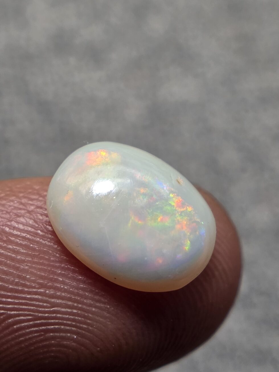 Natural White Opal Oval Cabochon – Red Green Multicolor Fire Solid Opal – Australian Crystal Opal Loose Gemstone for Ring & Pendant