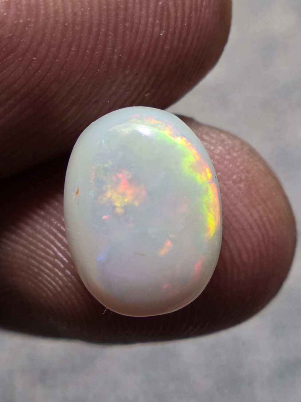 Natural White Opal Oval Cabochon – Red Green Multicolor Fire Solid Opal – Australian Crystal Opal Loose Gemstone for Ring & Pendant