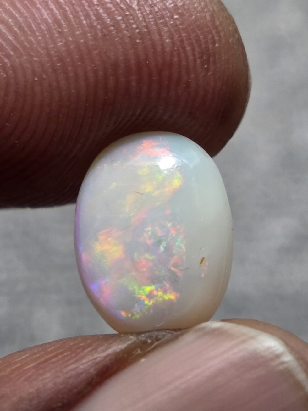 Natural White Opal Oval Cabochon – Red Green Multicolor Fire Solid Opal – Australian Crystal Opal Loose Gemstone for Ring & Pendant