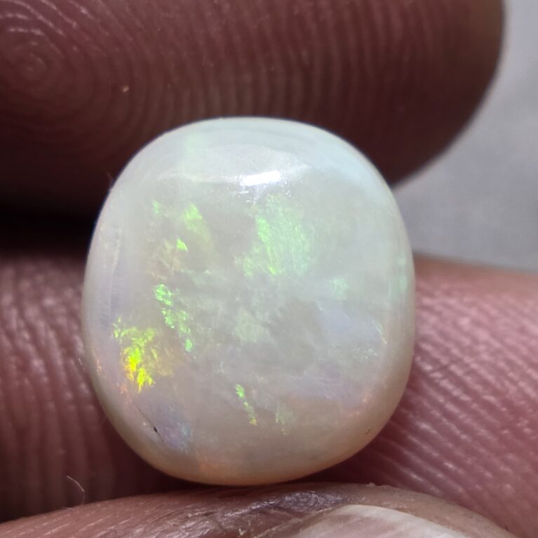 Natural white opal oval cabochon with red green multicolor fire loose solid gemstone for jewelry making