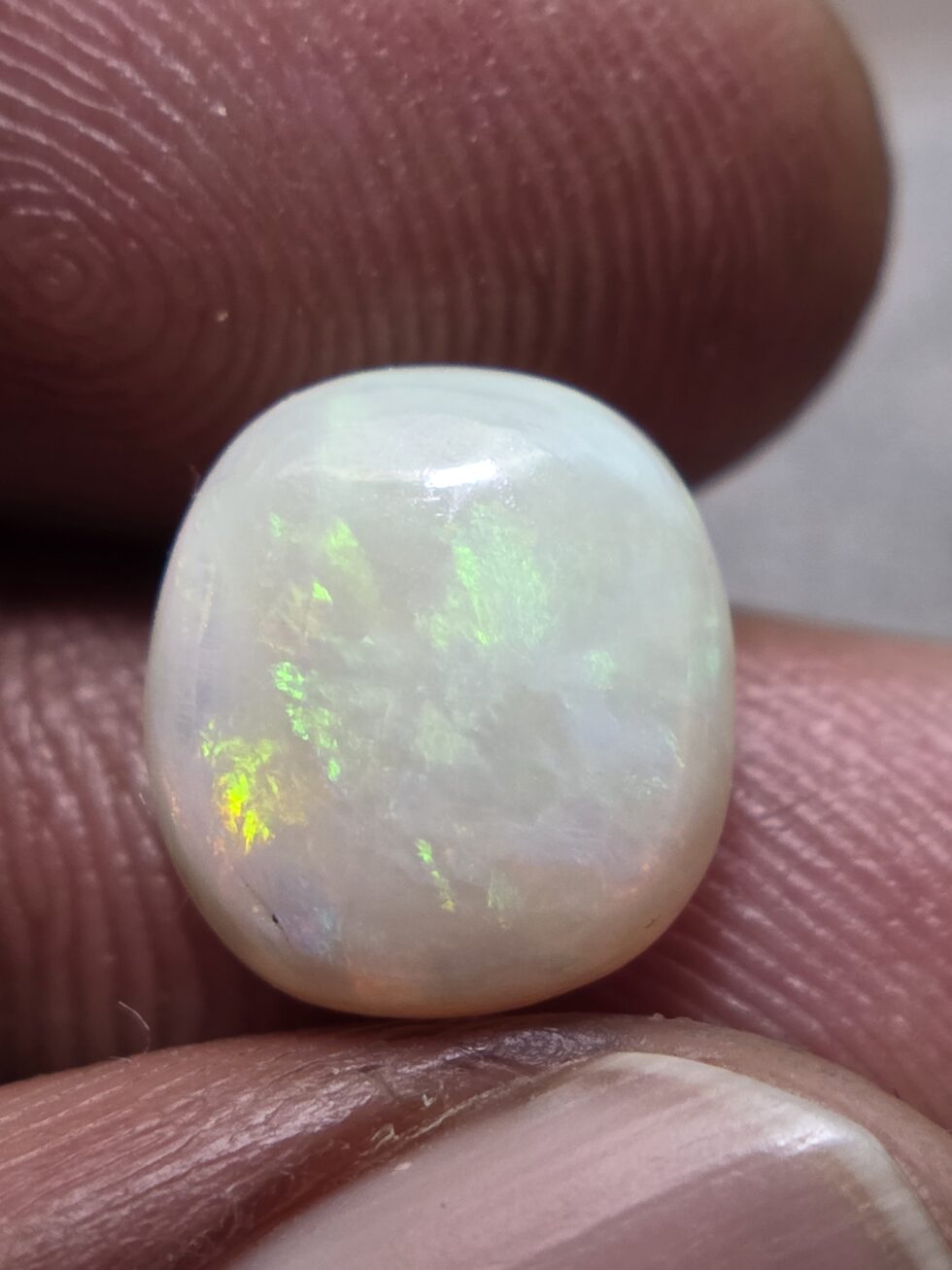 Natural white opal oval cabochon with red green multicolor fire loose solid gemstone for jewelry making