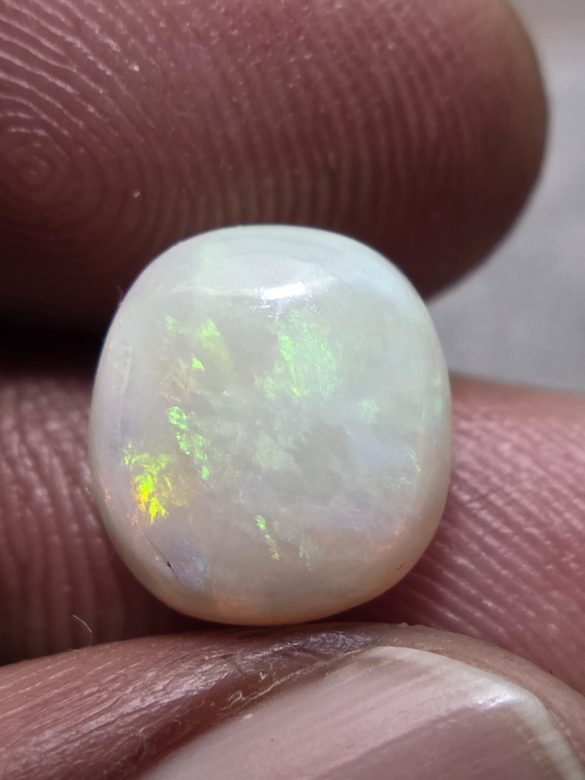 Natural white opal oval cabochon with red green multicolor fire loose solid gemstone for jewelry making