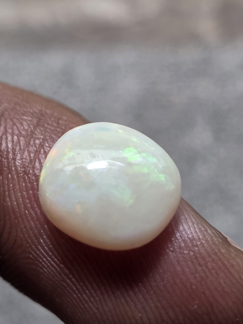 Natural white opal oval cabochon with red green multicolor fire loose solid gemstone for jewelry making