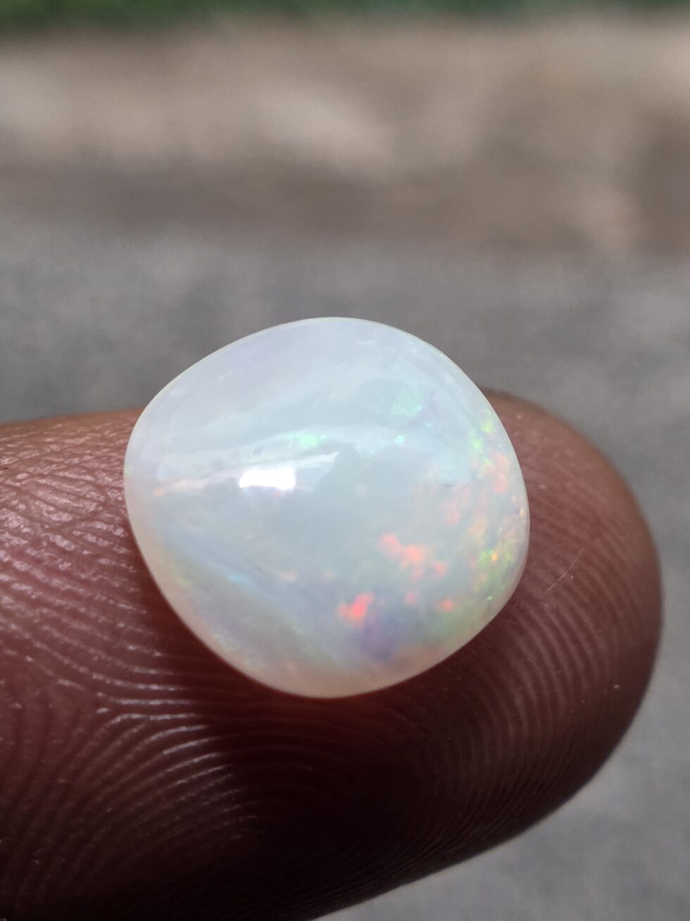 Natural white opal oval cabochon with red green multicolor fire loose solid gemstone for jewelry making