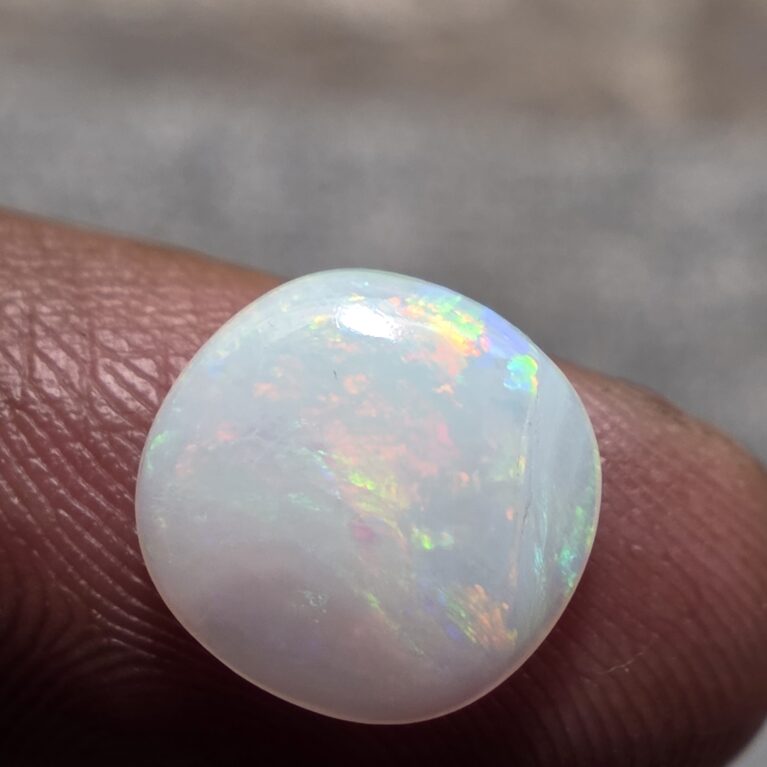 Natural white opal oval cabochon with red green multicolor fire loose solid gemstone for jewelry making