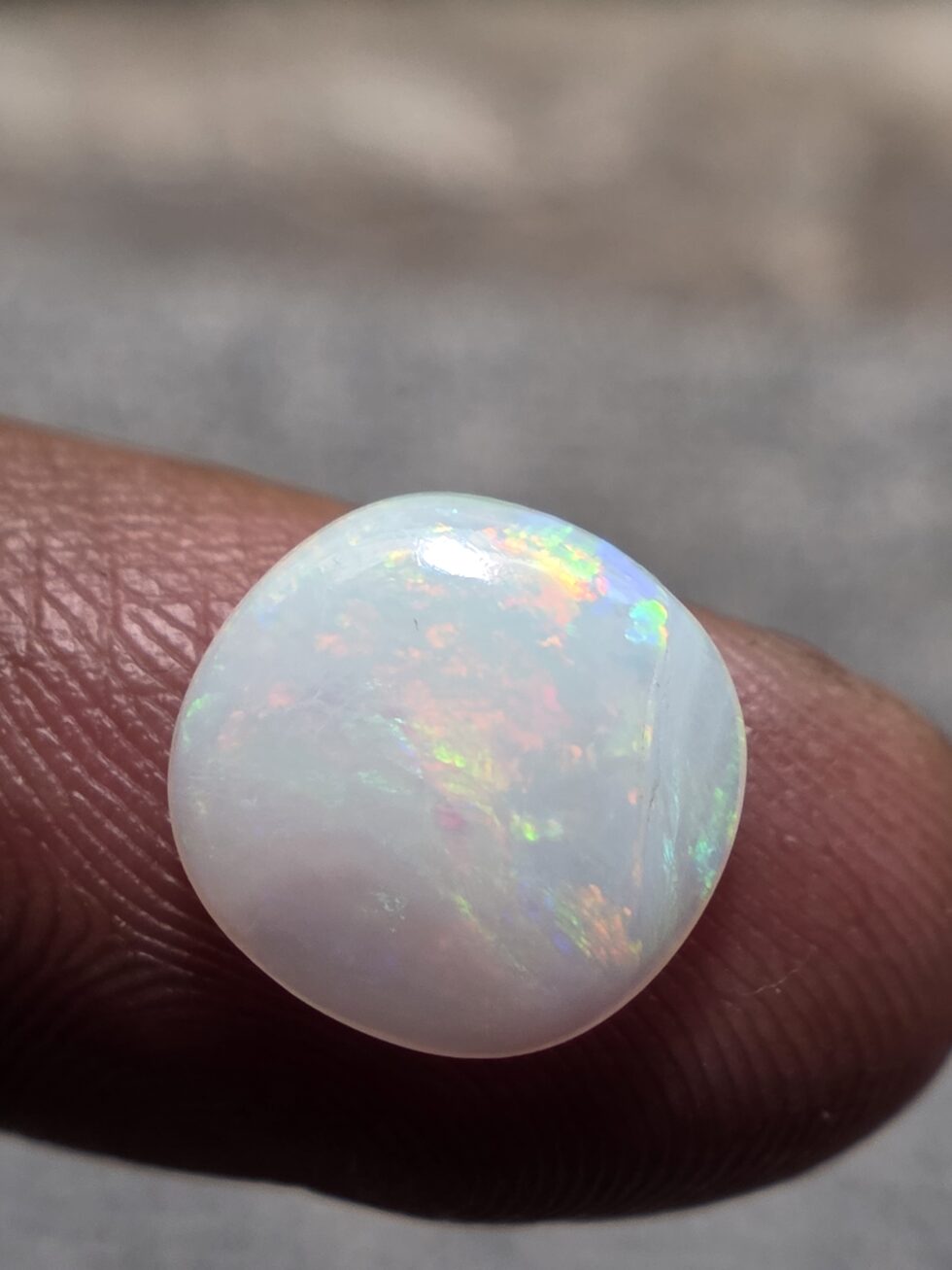Natural white opal oval cabochon with red green multicolor fire loose solid gemstone for jewelry making