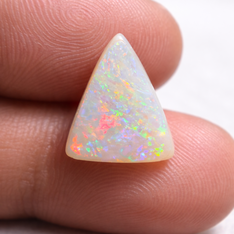 Natural opal doublet triangle cabochon with red fire multicolor play of color loose gemstone for jewelry making