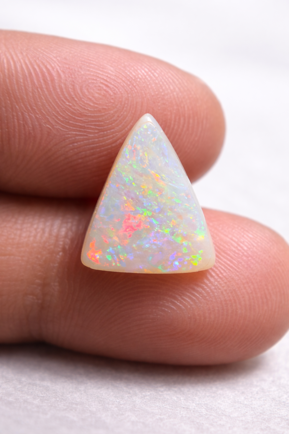 Natural opal doublet triangle cabochon with red fire multicolor play of color loose gemstone for jewelry making