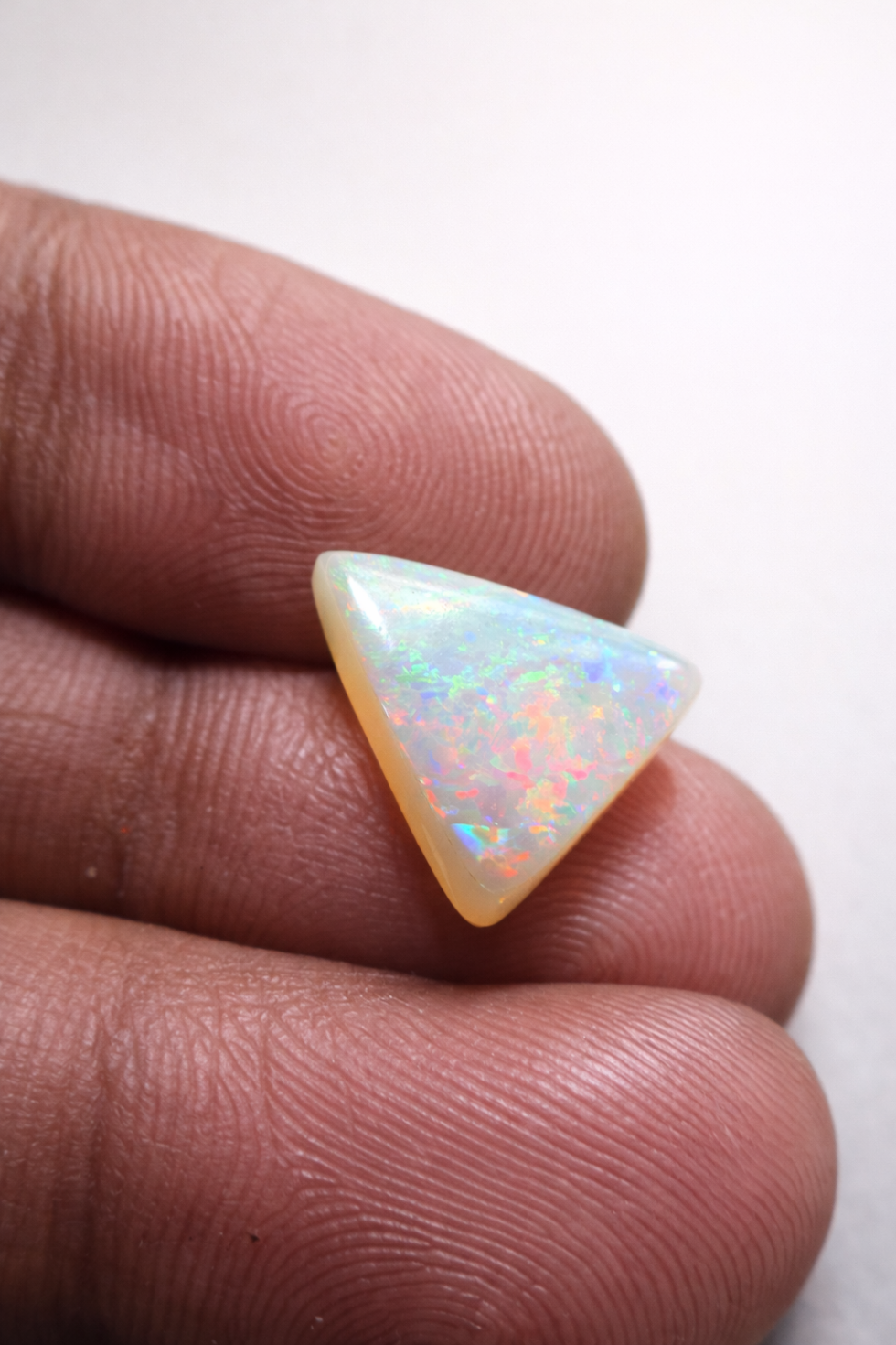 Natural opal doublet triangle cabochon with red fire multicolor play of color loose gemstone for jewelry making