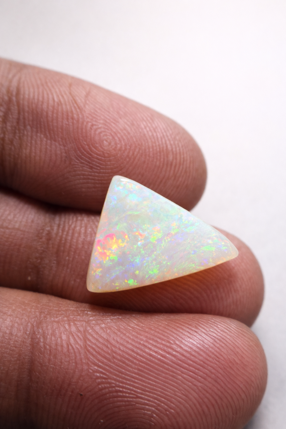 Natural opal doublet triangle cabochon with red fire multicolor play of color loose gemstone for jewelry making