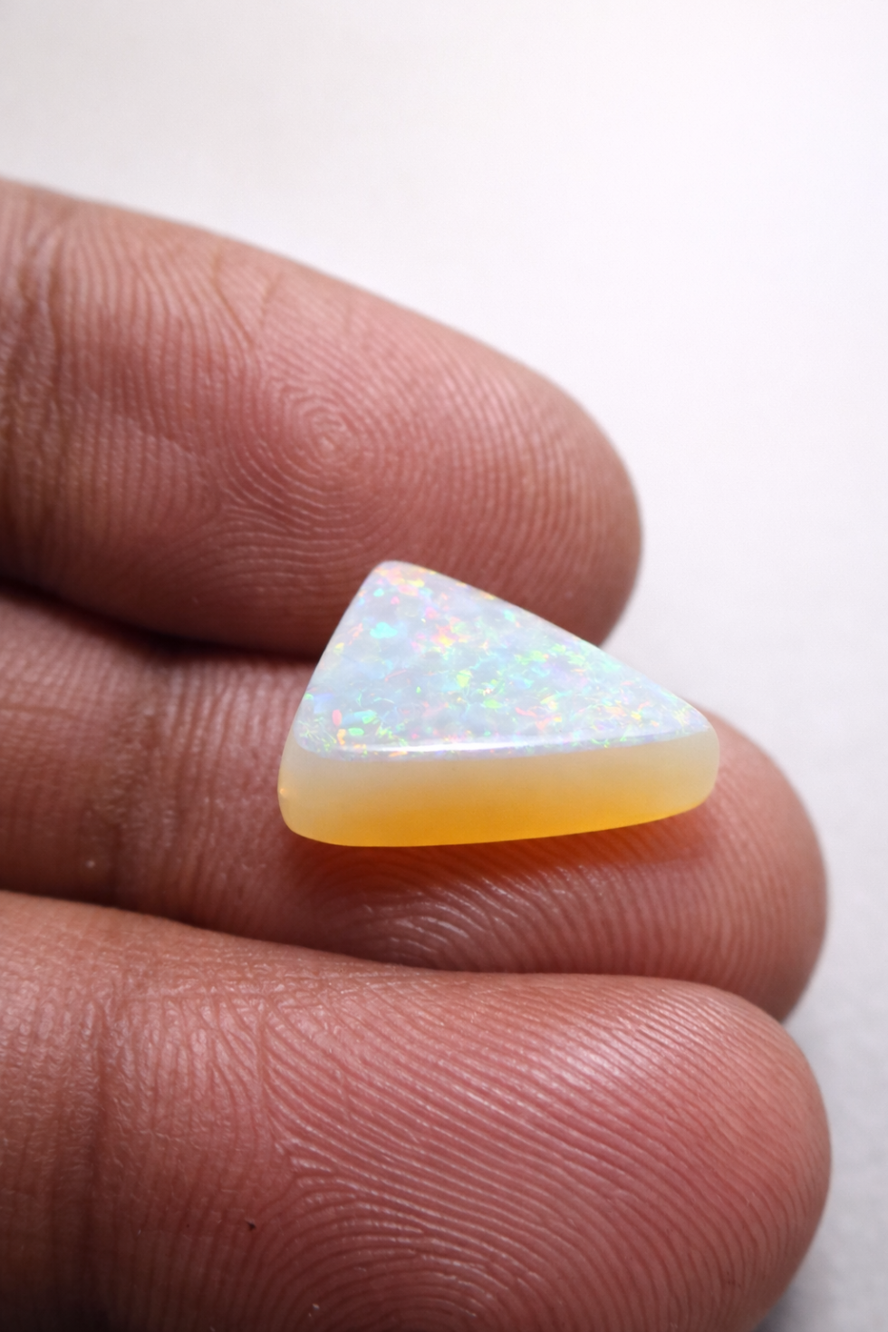 Natural opal doublet triangle cabochon with red fire multicolor play of color loose gemstone for jewelry making