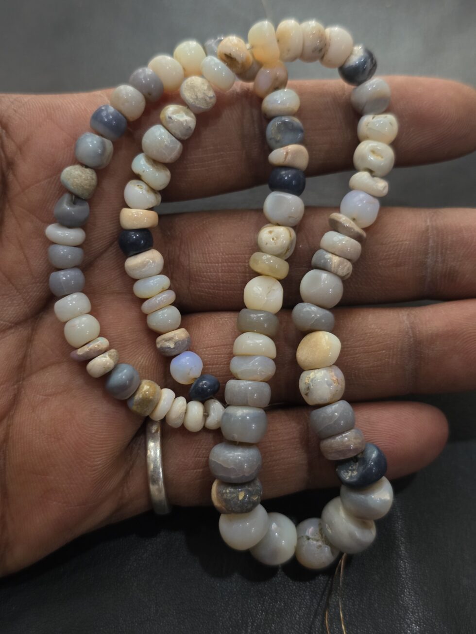 Natural smooth Ethiopian opal rondelle gemstone beads strand for jewelry making and luxury DIY craft supplies