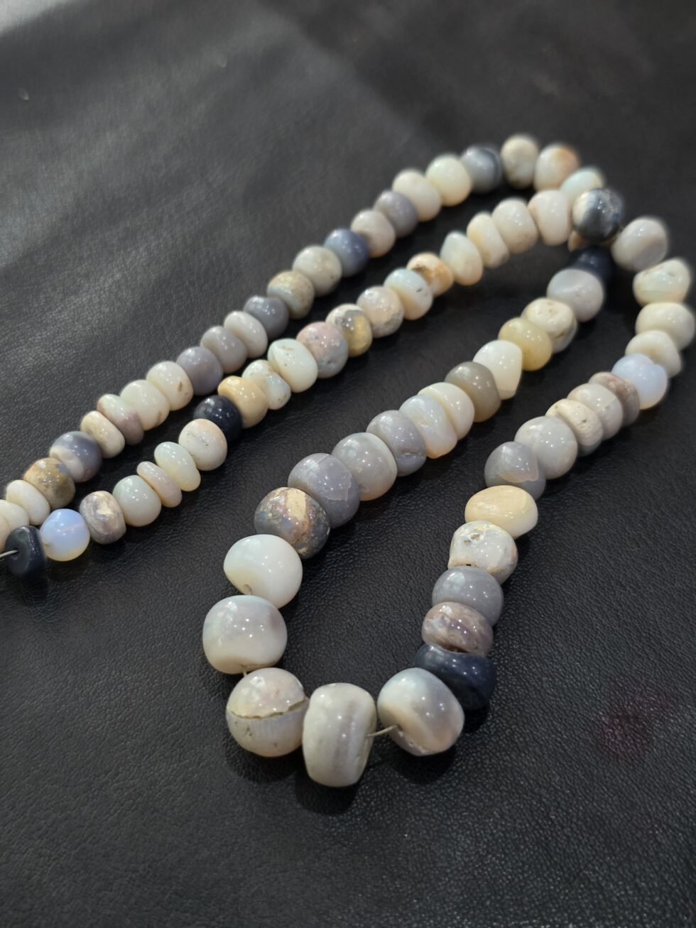 Natural smooth Ethiopian opal rondelle gemstone beads strand for jewelry making and luxury DIY craft supplies