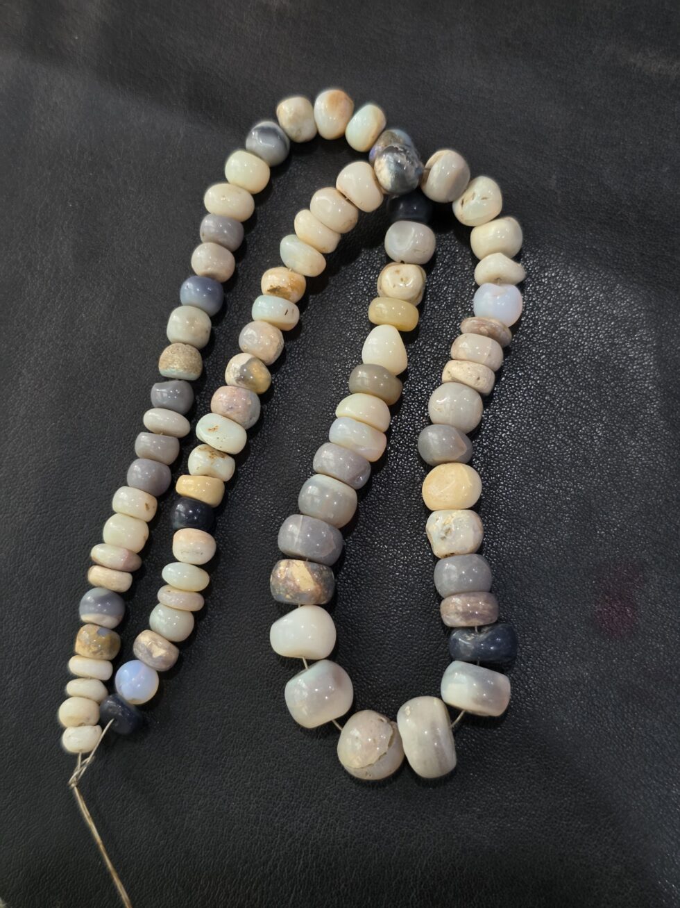 Natural smooth Ethiopian opal rondelle gemstone beads strand for jewelry making and luxury DIY craft supplies