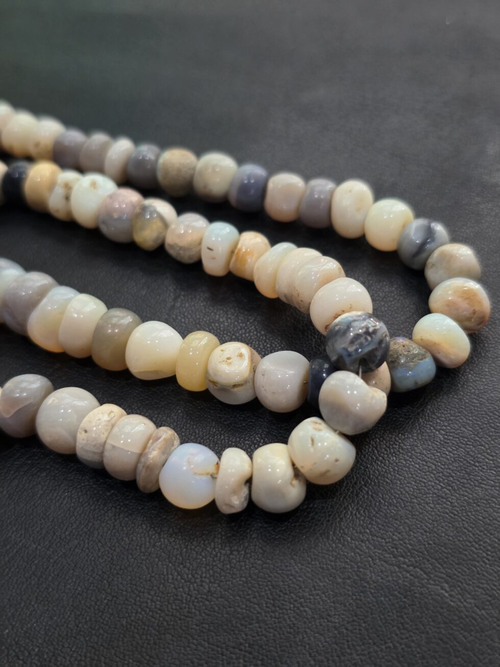 Natural smooth Ethiopian opal rondelle gemstone beads strand for jewelry making and luxury DIY craft supplies
