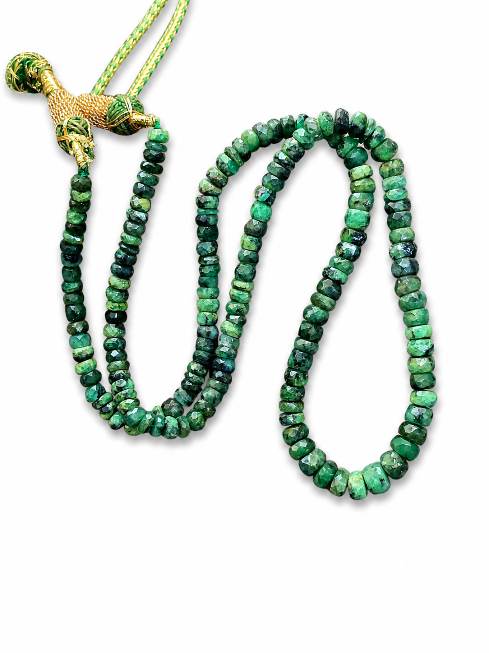 Natural green emerald faceted rondelle gemstone beads strand for jewelry making and DIY craft supplies