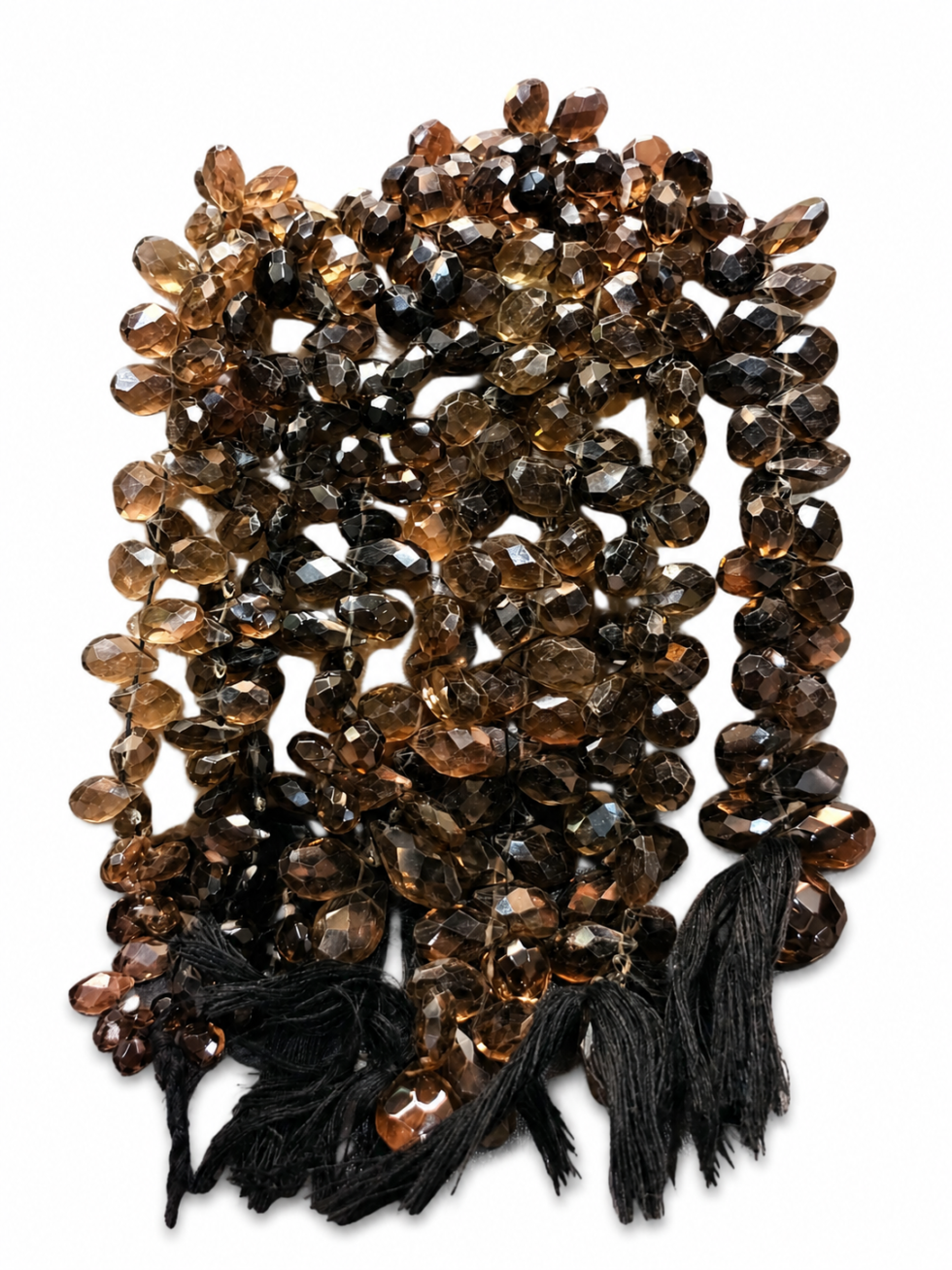 Natural smoky quartz faceted briolette gemstone beads strands for jewelry making and DIY craft supplies