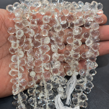Natural clear quartz smooth nugget crystal gemstone beads strand for jewelry making and DIY craft supplies