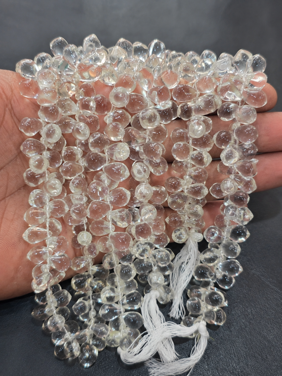 Natural clear quartz smooth nugget crystal gemstone beads strand for jewelry making and DIY craft supplies