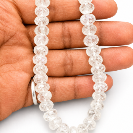 Natural faceted aquamarine rondelle gemstone beads strand for jewelry making and luxury DIY craft supplies