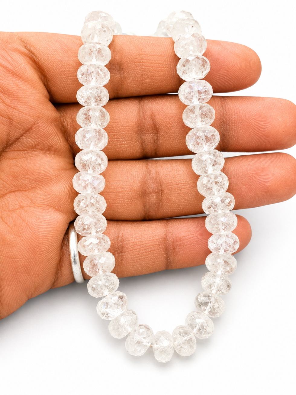 Natural faceted aquamarine rondelle gemstone beads strand for jewelry making and luxury DIY craft supplies