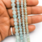 Natural smooth aquamarine round gemstone beads strand for jewelry making and luxury DIY craft supplies