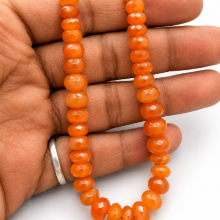 Natural faceted carnelian rondelle gemstone beads strand for jewelry making and luxury DIY craft supplies