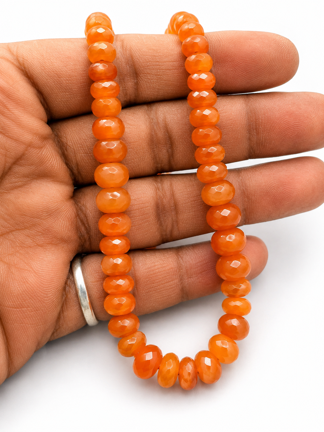 Natural faceted carnelian rondelle gemstone beads strand for jewelry making and luxury DIY craft supplies