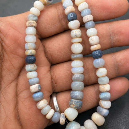 Natural smooth Ethiopian opal rondelle gemstone beads strand for jewelry making and luxury DIY craft supplies