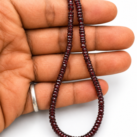Natural faceted garnet rondelle gemstone beads strand for jewelry making and luxury DIY craft supplies