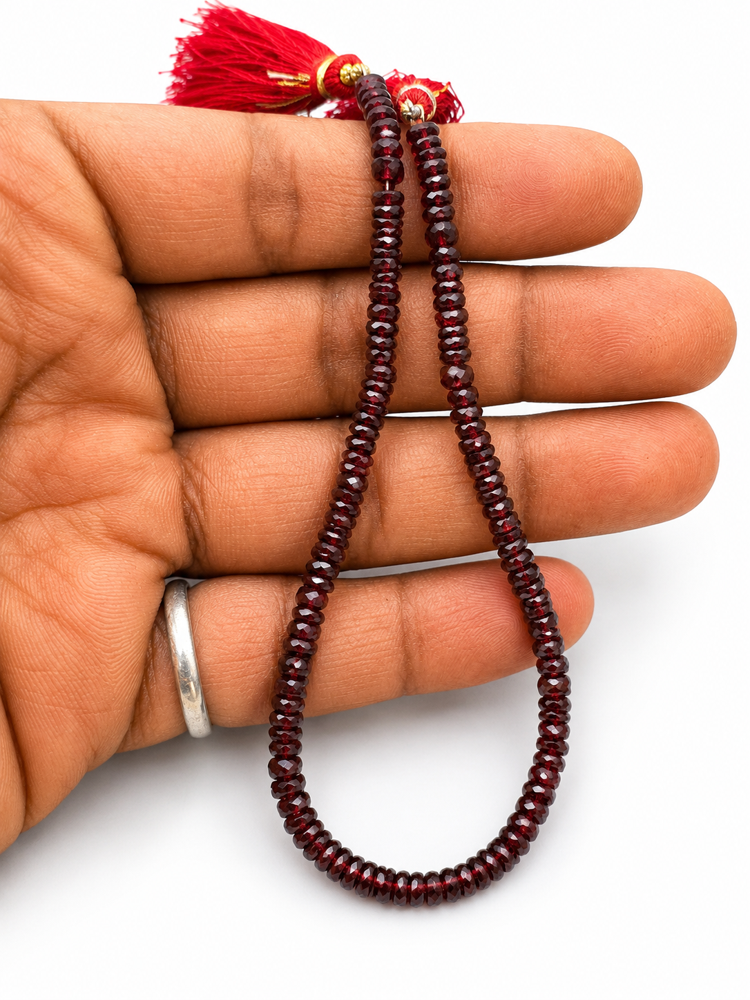 Natural faceted garnet rondelle gemstone beads strand for jewelry making and luxury DIY craft supplies