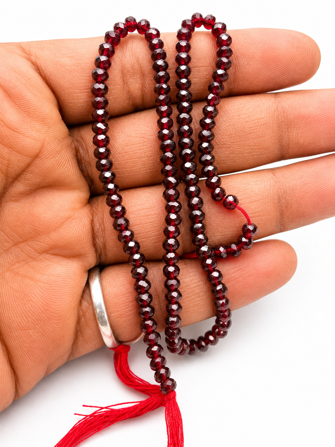 Natural faceted round garnet gemstone beads strand for jewelry making and luxury DIY craft supplies