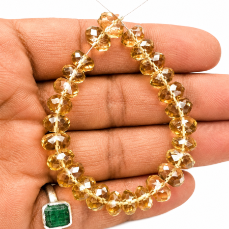 Natural faceted citrine onion briolette gemstone beads strand for jewelry making and luxury DIY craft supplies