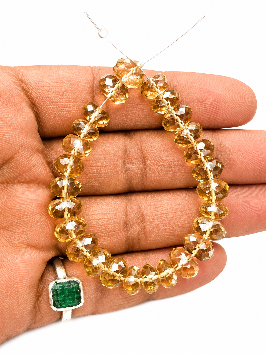 Natural faceted citrine onion briolette gemstone beads strand for jewelry making and luxury DIY craft supplies